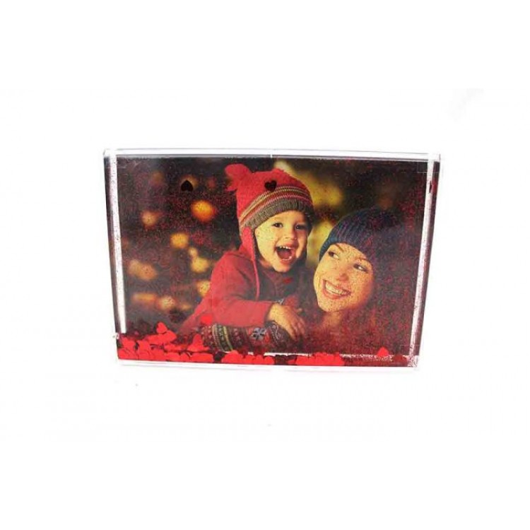 6x4 HeartGlitter Photo Block